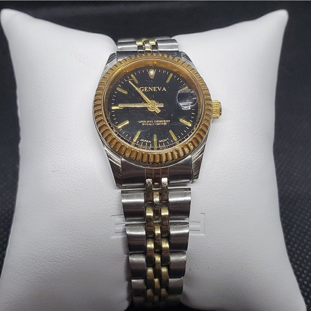 Geneva Superlative Chronometer Silver & Gold Watch